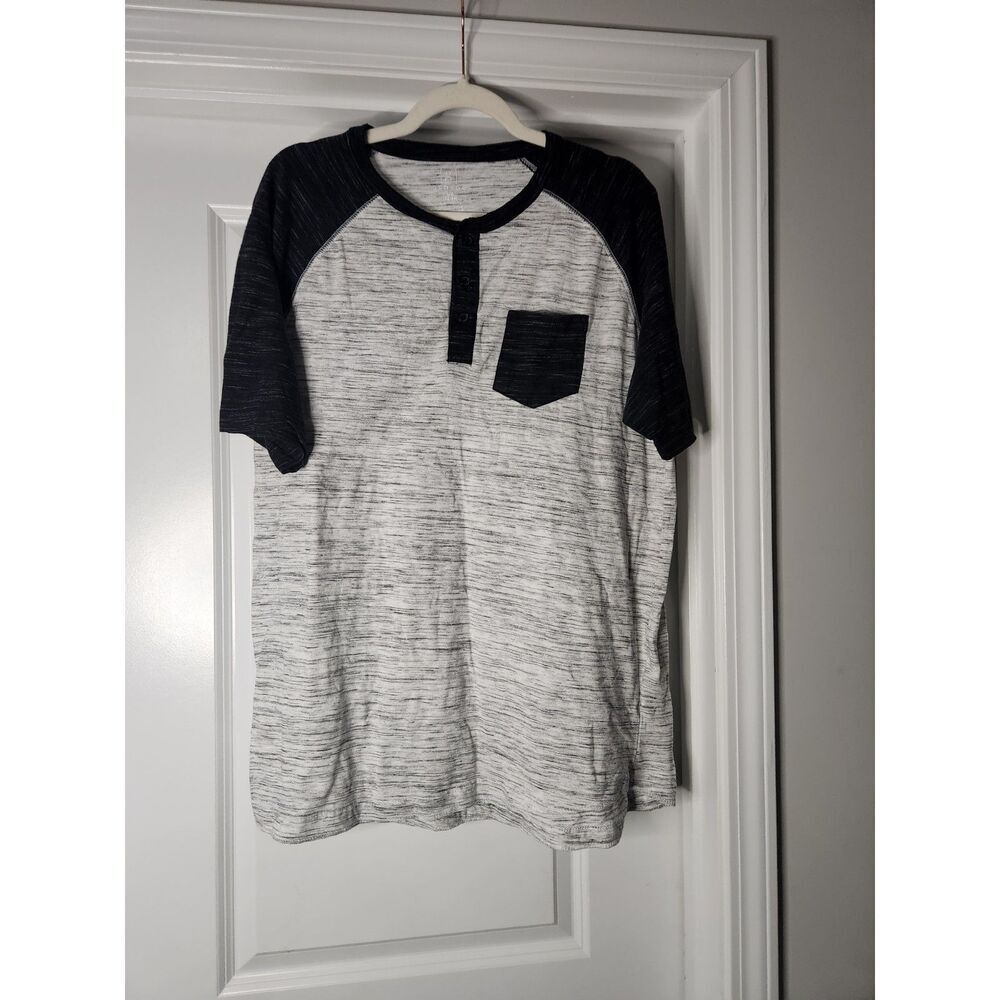 George Men’s Heathered Henley Pocket Tee – Size Large (42-44)